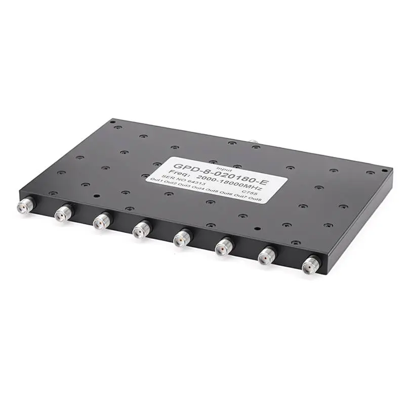 8-Way SMA Power Divider From 2 GHz to 18 GHz Rated at 20 Watts