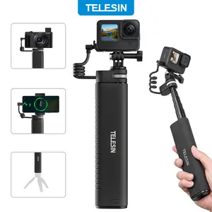 【TikTokShopStockUp】TELESIN Power Grip 35.4" Extension Selfie Stick Handler for Phone GoPro Mirrorless Camera Waterproof Large Capacity Battery Charger Bank for  DJI Osmo Action 5Pro 4 3 GoPro Hero 13 12 11 10 9 Insta360  Akaso iPhone Android