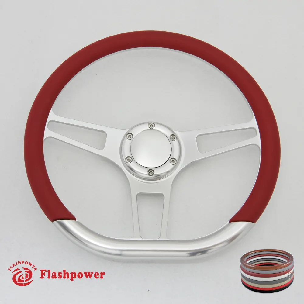 14" D Type Billet Half Wrap Steering Wheel Muscle Car GMC W/Horn Button