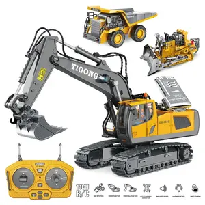 RC Car 2.4G 1:20 11 Channels Alloy RC Excavator Dump Trucks Bulldozer Alloy Plastic Engineering Vehicle Electronic Toys For Kids Boy Gifts