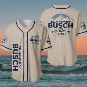 Slammin Busch Light Baseball Jersey, Classic Sporty Style Everyday Style