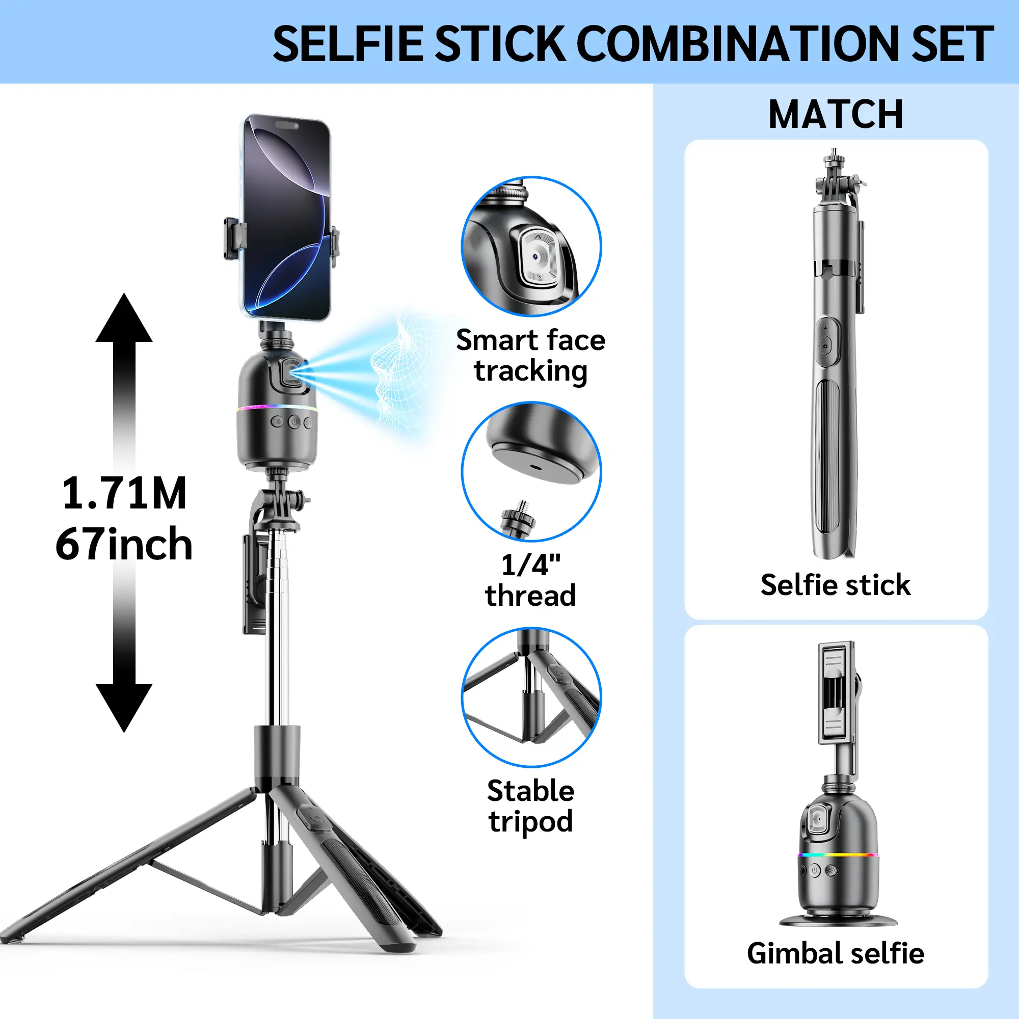 P03+62inch Selfie Tripod