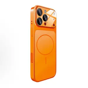 Luxury Ultra-Thin Matte Magnetic Phone Case, Large Lens Frame Stand, Transparent Logo, Shockproof Full Coverage for Apple iPhone 17 Pro Max For  iPhone 17 Pro max/16/15/14/13/12 Pro Max Plus