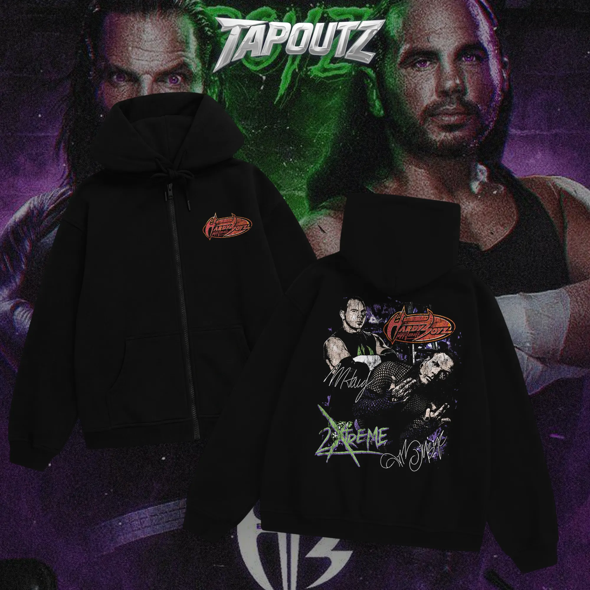 TAPOUTZ The Hardy Boyz Heavy Cotton Double-Sided Unisex Casual T-Shirt, DTG Breathable Printing, Classic Soft Fight Fan Apparel, Gift for WWE Fans