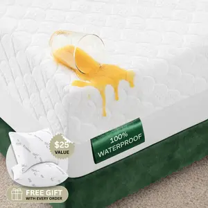 Niagara 100% Waterproof Mattress Protector - Noiseless & Cooling Viscose Made from Bamboo, 4-Inch Side Shields, 360 Protection Against Spills, Stains & Accidents for Parents & Pet Owners, Machine Washable, White