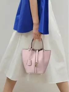 New Handmade Cowhide Bucket Bag for Women, Genuine Leather Hobo Bag, Asymmetrical Design, Casual Style, All Seasons, 18cm, Genuine Leather Handbags