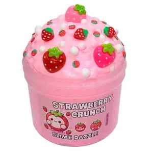 Strawberry Crunch Floam Slime 8 Fl Oz Scented Made in USA Beginner Friendly Slime For Kids Relaxing Toy