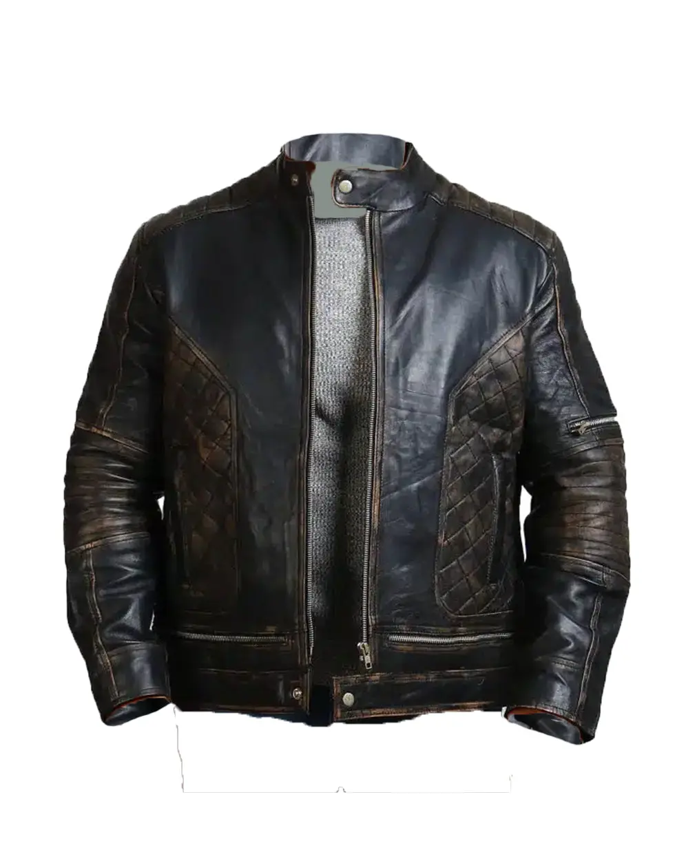 Bones and Skull Black Zipper Biker Jacket