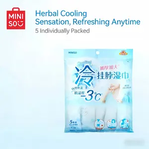 Miniso Cool Series Neck-Hanging Cooling Wipes 5 Pieces Ocean Mint Scent for Outdoor Activities Instant Cooling & Sweat Removal