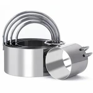 5-Piece Round Biscuit Cutter Set with Handle – Stainless Steel Cookie Cutters for Baking Dough, Cake & Pastry – Durable Professional Baking Tools