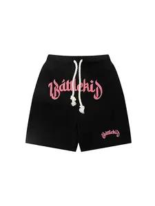Unisex Battlekid Graphic Shorts Y2K Gothic Print Sweat Shorts Streetwear Fashion Loose Drawstring Casual Shorts for Men and Women