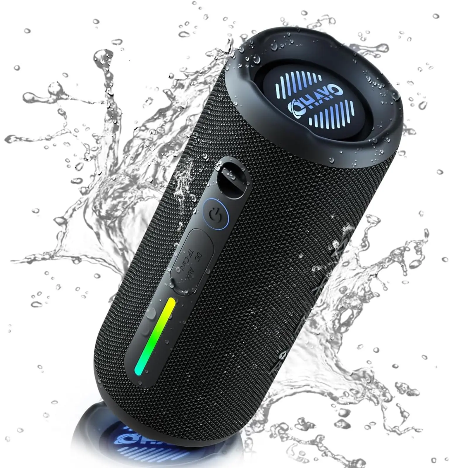 【OHAYO】Portable Bluetooth Speaker, Wireless Speaker with 24W Loud Stereo Sound, Active Extra Bass, IPX7 Waterproof, BT5.3, RGB Lights, AUX&TF-Card, Dual Pairing for Home, Outdoor, Party Audio Smartphone subwoofers