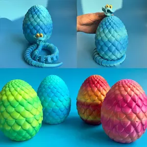 1pcs/2pcs Zootopia Gary Snake 3D Printed Full Body Flexible Articulating Animal Figurines Christmas Surprise Snake Egg Ornament, Cute Animal Figurine Gift