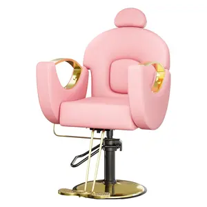 Garvee Reclining Barber Chair, 360° Swivel Hydraulic Styling Chair with Heavy Duty Hydraulic Pump for Hair Stylist Barbershop Home Spa Shampoo, Pink