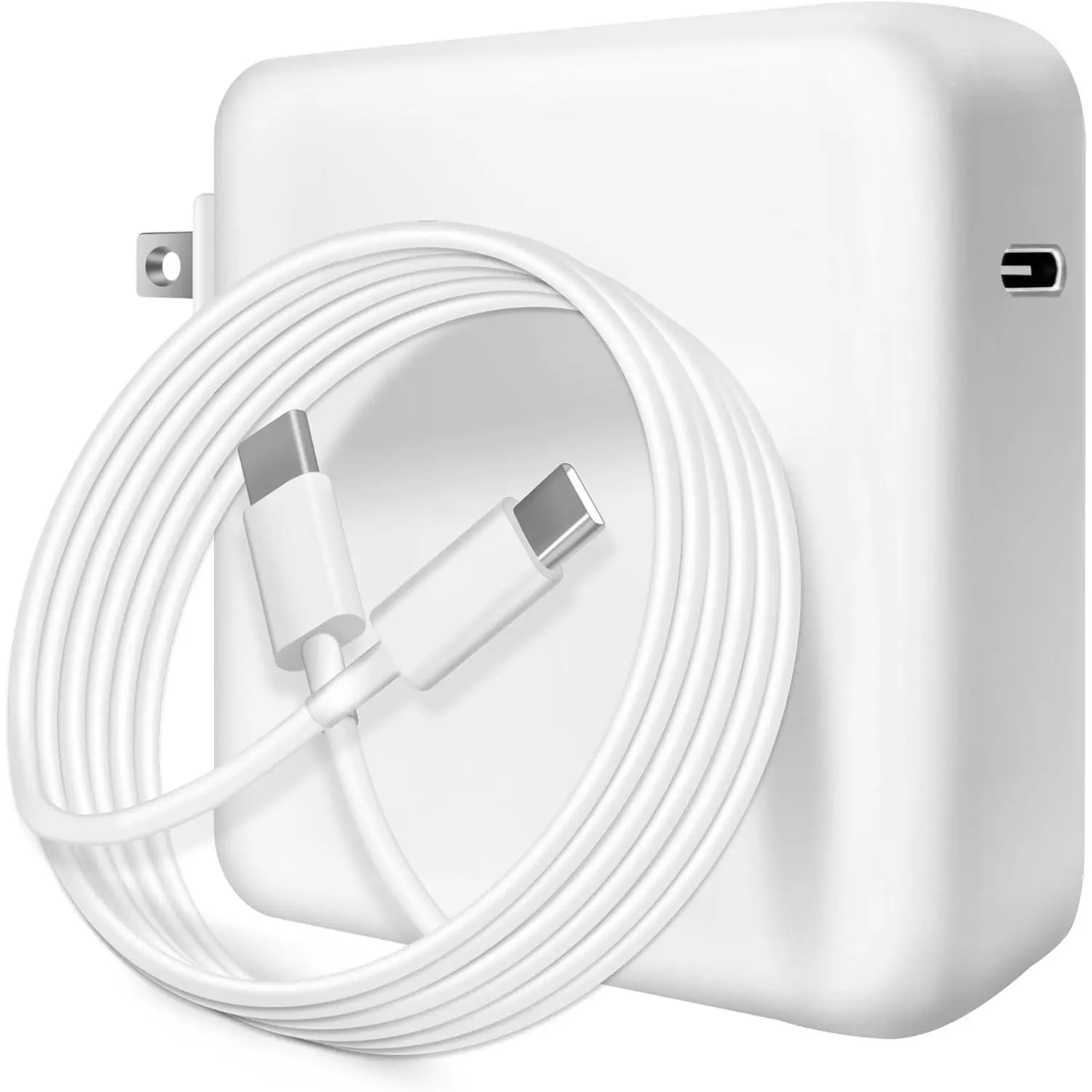 96W Output USB-C Wall Charger Power Adapter for MacBook Pro/Air (2017-2025) - PD3.0 Tech Fast Charger, Compact Folded, Intelligent Safety Precautions, 6.6ft Fast Transmission Cable for USB-C Devices