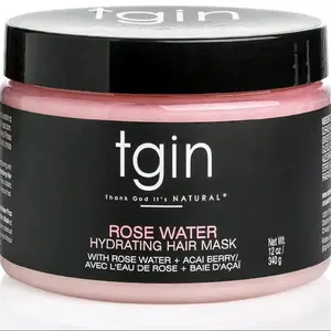 Tgin Rose Water Hydrating Hair Mask with Acai Berries & Avocado Lea de Rose - 12 oz for Natural Hair Hydration and Conditioning