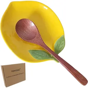 Ceramic Spoon Rest for Stove Top, Lemon Cute Spoon Rest for Kitchen Counter, Cooking Spoon Holder for Kitchen Counter, Utensil Rest Spatula Rest Ladle Holder Tong Rest Cutlery Tableware