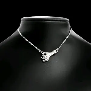 Silver Hand Pendant Choker Necklace