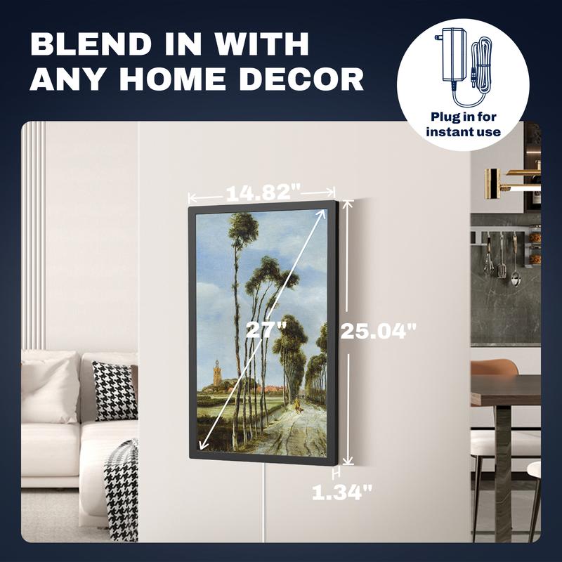 Arktronic Large Digital Picture Frame 27 inch 1920x1080 FHD IPS WiFi with Remote 64GB Storage Auto-Rotate Share via Apps Email USB Micro SD Black