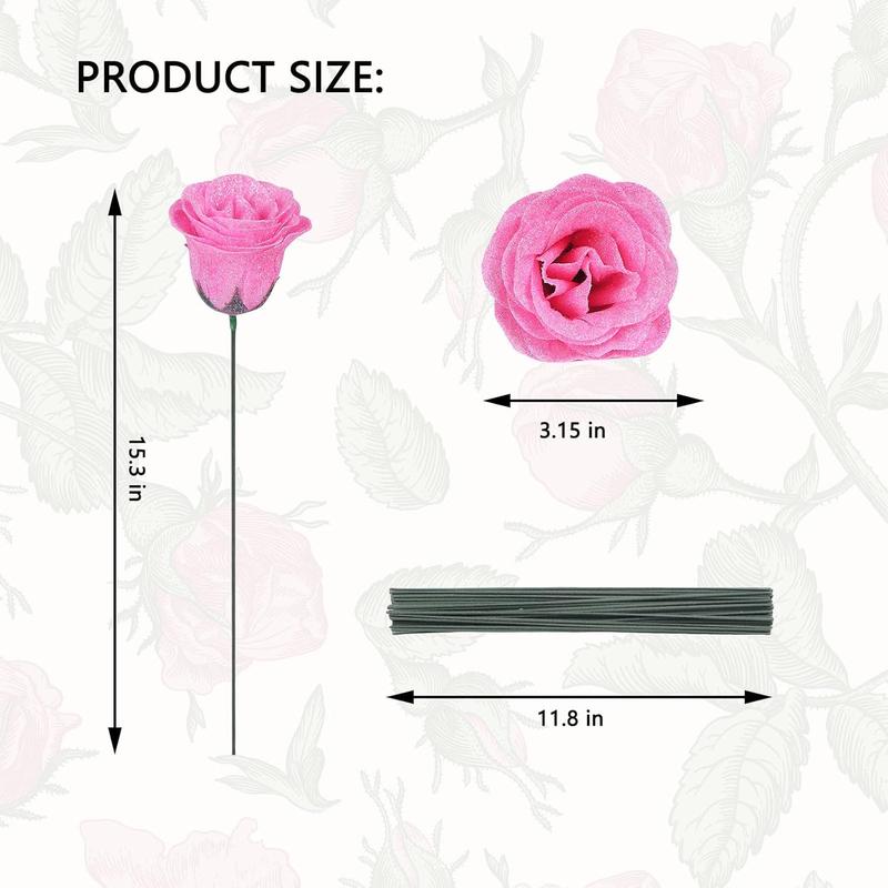 25 Pcs DIY Glitter Roses: Artificial Bouquet of Shiny Fake Flower Bouquet, Perfect for Mothers Day Gift,Anniversary,Weddings