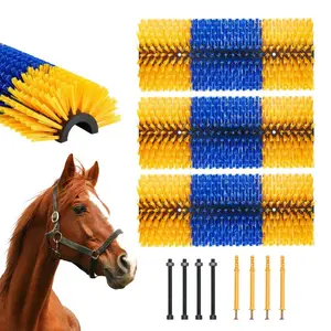 Livestock Scratching Brush, 3 Pcs Horse Brush with 6 Screws, 20 x 7.5 in Cow Scratcher, for Back Itch Relief & Keep Cleaning, Grooming & Scratching Post Brush for Horse, Pig, Cattle Supplies