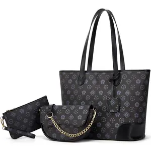 Women's Lightweight Leather Multi-Functional Floral Bag - 3-Piece Set with Compartments, Shoulder Handbag for Travel, Work, Multi Functional Bag summerwins,summerwins