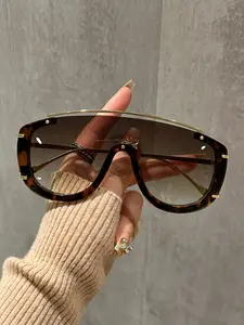 Fashion Large Frame One-Piece Sunglasses, Luxury Future-Style Party Travel Decor, Unisex Plain PC Frame, All Seasons