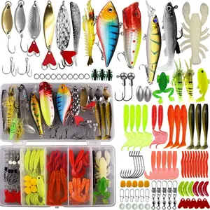 Fishing Lures Tackle  Kit Set - Comprehensive Fishing Lures Kit for Trout Bass Salmon - Includes Plastic Shrimp, Worm , Spoon, and Crankbait Jigs
