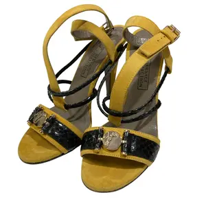 Pre-owned VERSACE Suede Small Leather Goods Collection Sandals