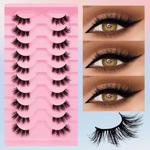 10 Pairs Half Eye False Eyelashes Cat Eye Look Thin Soft Half Lashes, Natural Looking Fake Eyelashes for Daily Wear & Special Occasions