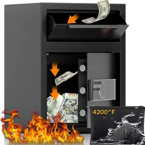 2.0 CUB Depository Drop Safe Fireproof, Front Drop Slot Lock Box with Digital Combination and Anti-Fishing, Silent Deposit Safe Box,   Safe for  Slips Expense Business Office