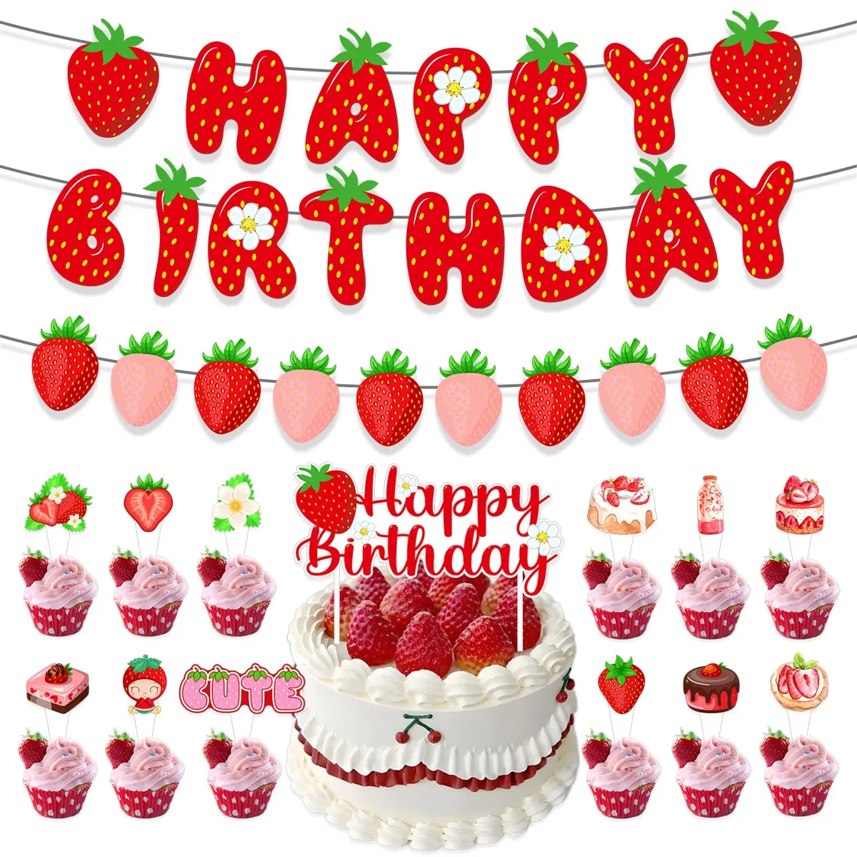 Strawberry Bunting Set 3