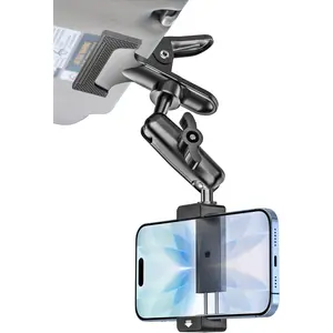 woleyi Sun Visor Car Phone Holder Wider Clamp & Metal Clip [Thick Cases Friendly] Phone Holders for Your Car Mount Automobile Hands Free for iPhone Air 17 Pro Max 16 15 14 13 12, S25, 4-7" Smartphones