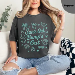 Comfort Colors® Summer Pregnancy Announcement Shirt Beach Pregnancy Announcement T Shirt Summer Baby Shower Tshirt Pregnancy Reveal Shirt Baby Reveal Tee
