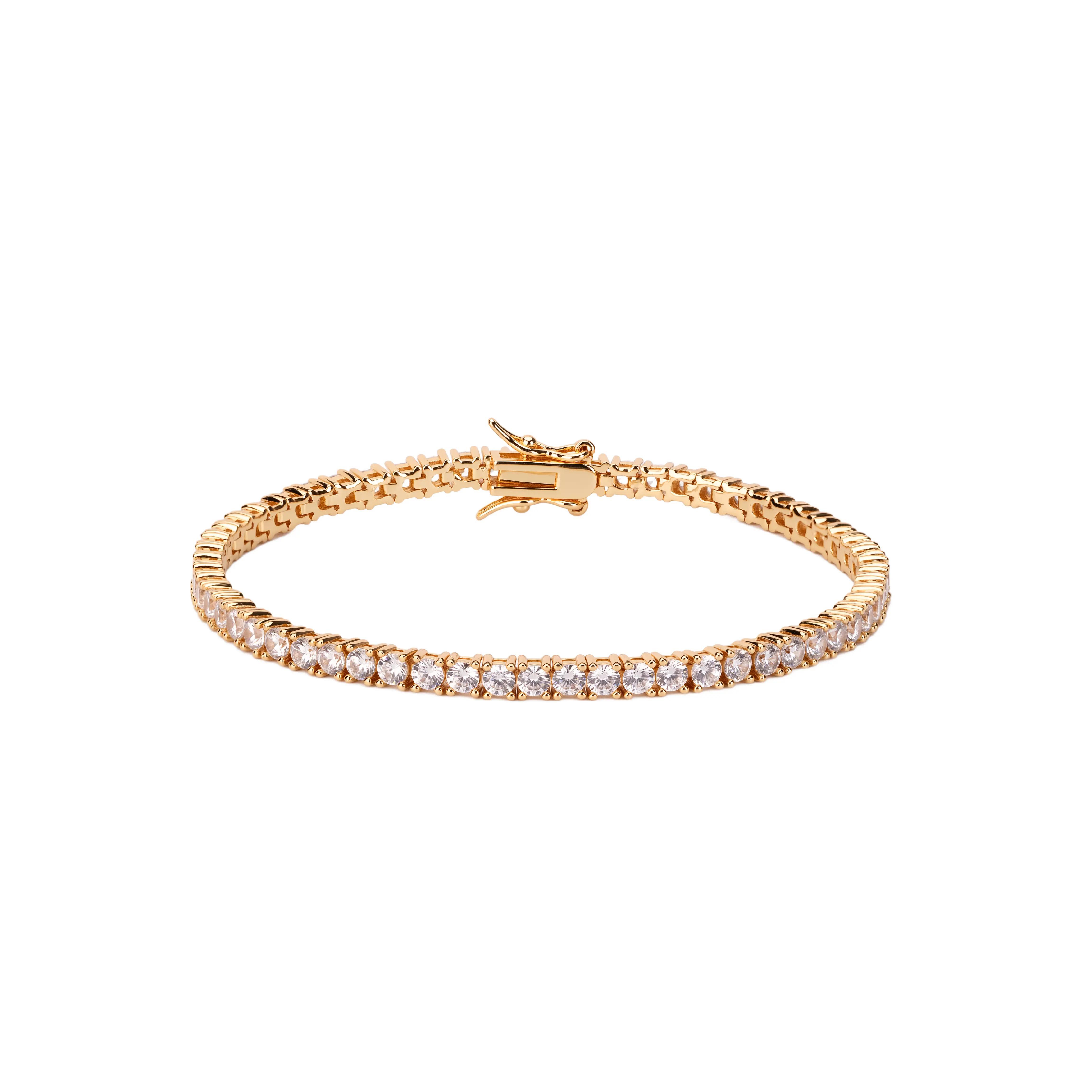 Istone 14K Gold Plated Tennis Bracelet, Sparkling Cubic Zirconia Link Bracelet for Women, Hypoallergenic Everyday Jewelry