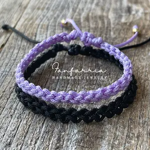 Destin II, His and Hers Bracelets, Black and Light Purple, Couples Bracelet, Waterproof