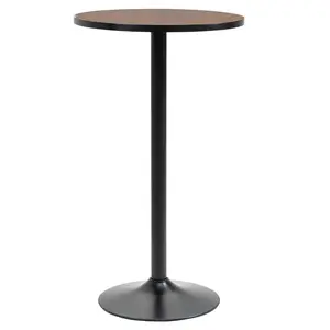 HOMCOM 42" H Bar Height Round Bar Table, Rustic Industrial Pub Table, Elm Wood Top Bistro Table with Metal Base