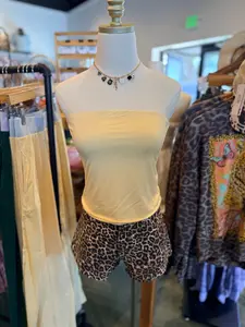 Cello Leopard Denim Shorts