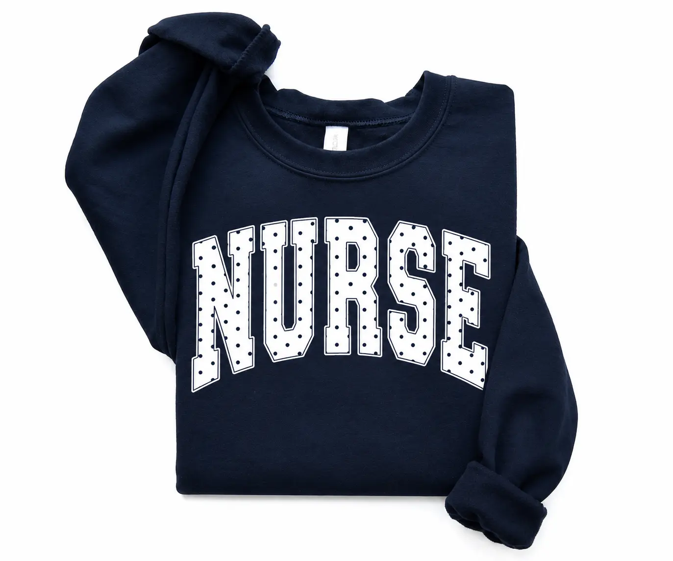 Blue Polka Dot Nurse Sweatshirt, Cottagecore RN Crewneck, PICU Nurse Gift, Cute Healthcare Worker Sweater For Women