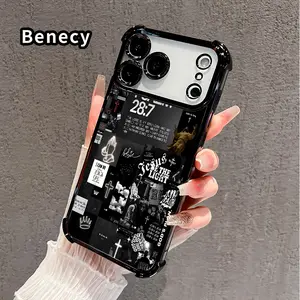 Phone Case for iPhone 17 Pro Max 16 15 Plus Air 14 13 12 11 E Divine Psalm Tribute Pattern Four Corners Reinforced Shockproof Transparent Soft Silicone Cover