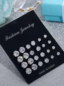 Minimalist Feng Shui Diamond Earrings Set, Hexagon & Round Design, Multiple Sizes Available, Daily Wear, Casual Vacation, Holiday Gift