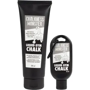 Liquid Gym Chalk - Mess-Free - Combo 2 Pack Premium Sweat Resistant Long Lasting Grip - Quick Dry Hand Grip for Gymnastics, Rock Climbing, Power Lifting and More- Chalkness Monster 250 & 50 mL Bottle
