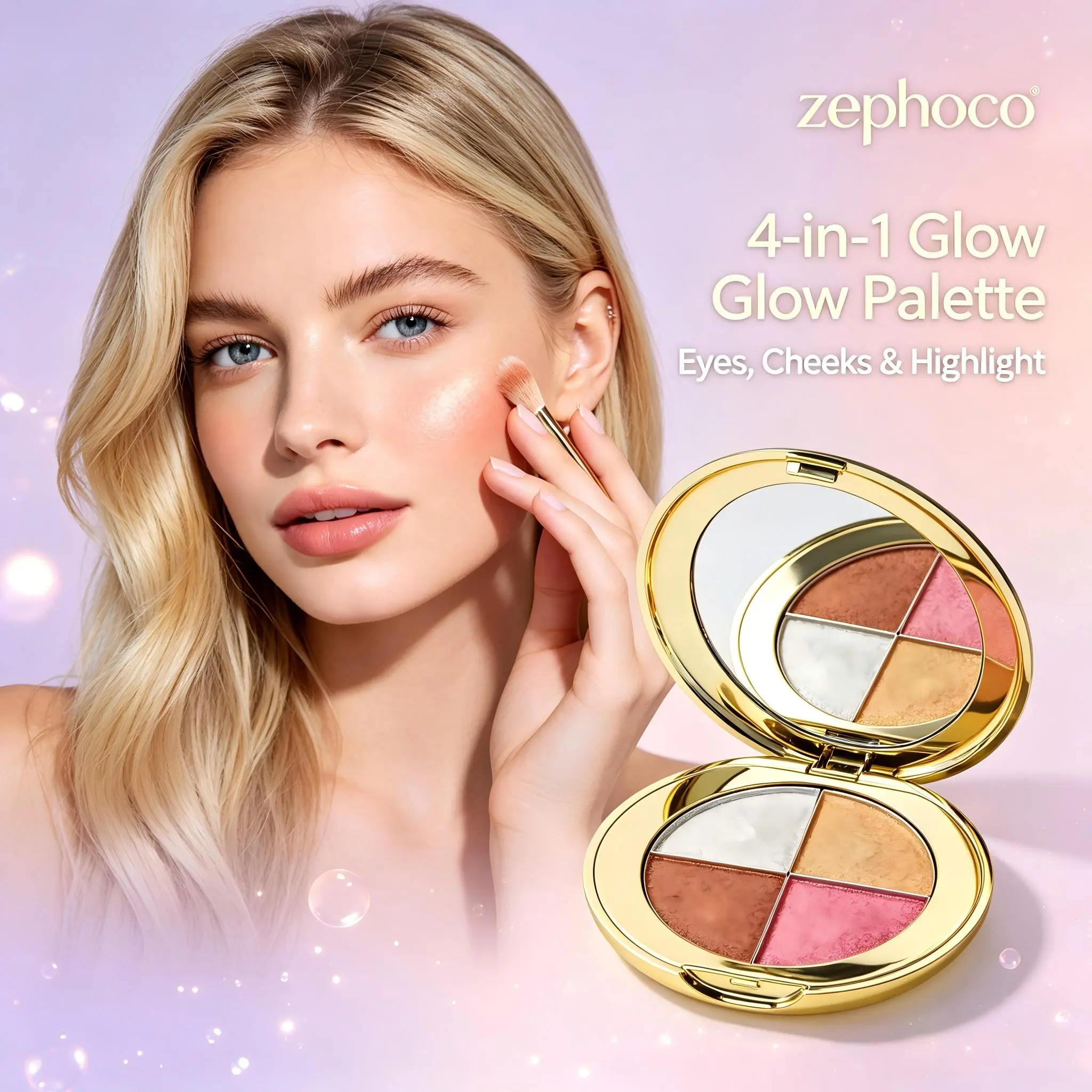 4-Color Diamond Texture Glitter Highlighter Palette - Long-Lasting Facial Luminizer, Multi-Use Eyeshadow & Blush, Flawless Glowing Makeup for All Skin Tones, Compact Gentle Cosmetic for Daily & Outdoor Use Glam Face Palette Face Time Palette Brightening B