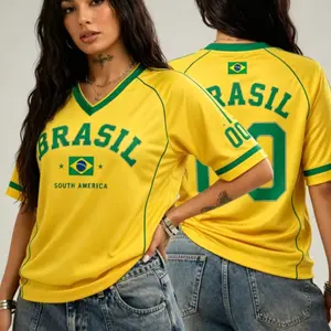 Brazil Inspired Soccer Jersey, South America Fan Jersey, Football Style Athletic Shirt, Gift for Men Women