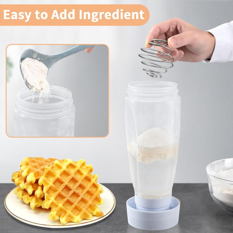 2-Pack Batter Mixer & Dispenser Bottle 33 Oz Silicone Squeeze with BlenderBall for Pancake Cupcake Crepe Making Durable Kitchen Tool Precise Dispensing Smooth Batter