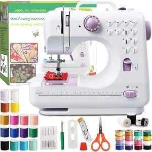 Sewing Machine with 12 Built-in Stitches, 2-Speed Foot Pedal, 32-Color Sewing Thread Kit, Sewing Supplies Compatible, Sewing Machine Table Fit, Mini Electric Tool for  Mending & DIY Crafting
