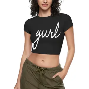 Custom Crop Top Custom Baby Tee for Women Cool Personalized T Shirt Black S CWE0316WE1052