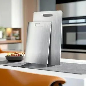 Titanium Cutting Board 2026 New Upgrade 100% Pure Titanium Non-Stick Durable Easy Clean Double-Sided Food-Grade titanware for Kitchen Christmas Gift Chopping Fruit  - Lightweight non-slip smooth surface  Eco-Friendly Bamboo Portable knives men