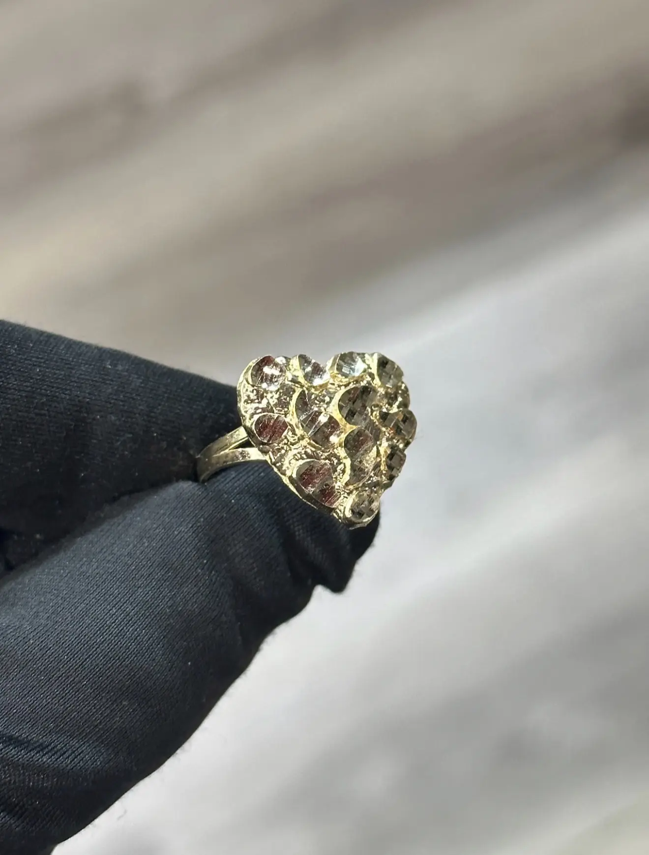 14K Heart Nugget Ring size 7