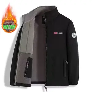 Men's Autumn Winter Stand Collar Fleece Jacket Double-Sided Polar Fleece Coat Business Casual Thick Warm Couple Jackets Tops for Cooler Days